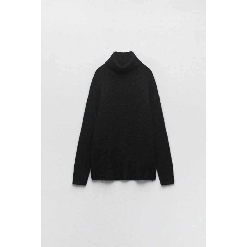 Black Zara Turtleneck Chunky Knit Long Sleeve Pullover Sweater (NWT)
